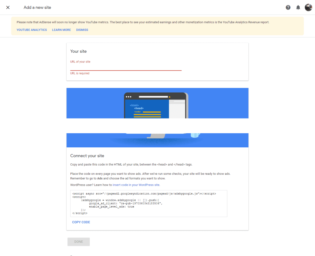 add your sit on google adsense account