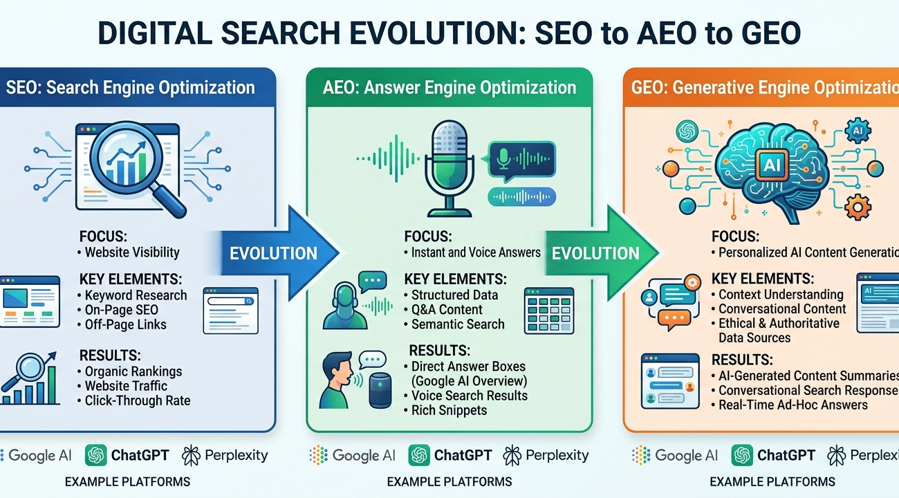 GEO vs AEO vs SEO